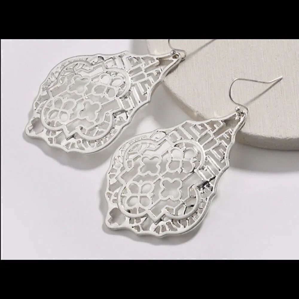 💫 Filigree silver dangle earrings💫 - Picture 2 of 5
